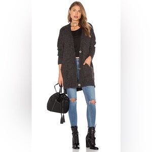 Free People Boucle Button Cardigan sweater charcoal black size medium